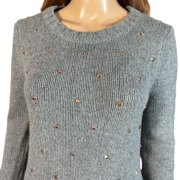 Fossil Wool Cashmere Blend Grey Beaded Sweater Size S - Picture 3 of 9